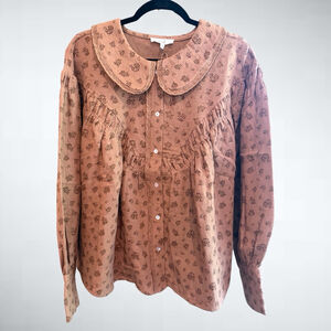 Easel Oversized Floral Print Button Down Shirt Size S